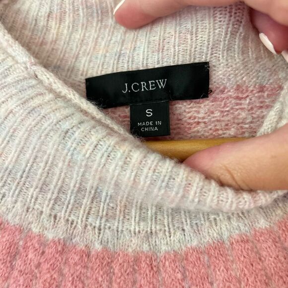 J. Crew Zig Zac Printed Mock Neck Sweater Pink Orange Blue - Picture 2 of 4